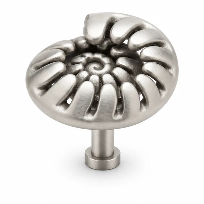 Fiddlehead knob in satin stainless